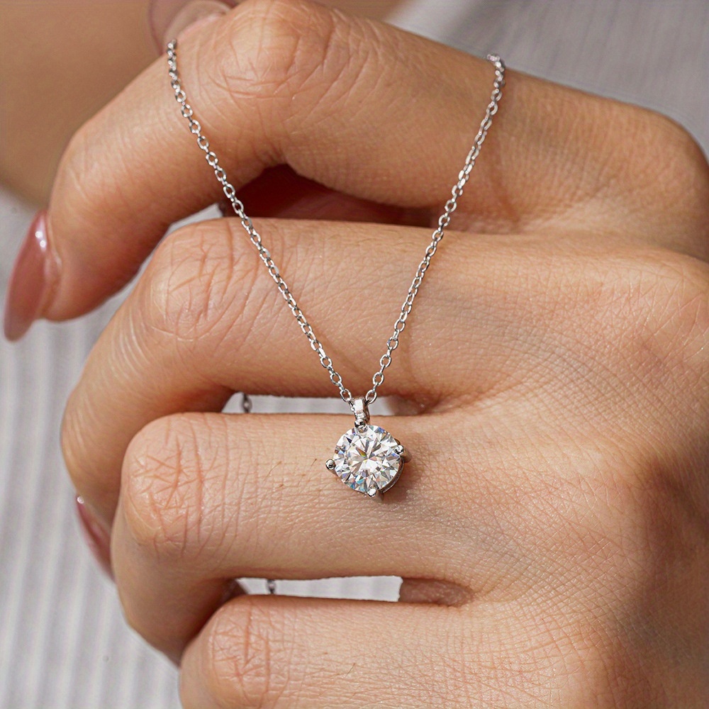 Elegant 925 Sterling Silver Moissanite Necklace, Gift Ready